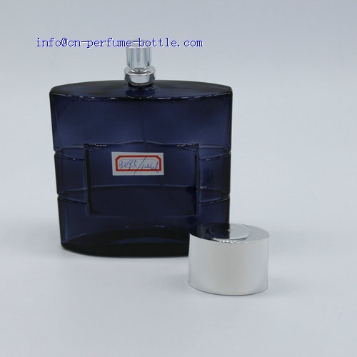 square empty glass perfume bottle with silivery cap