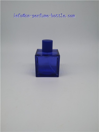 deep blue square glass perfume bottle for man