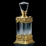 arabic oil perfume crystal bottle with metal decoration bottom from china