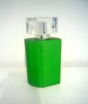 painting green color perfume bottle with clear cap special design perfume bottle