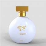 white color round perfume bottle with gold cap