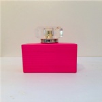 pink glass perfume bottle with surly cap